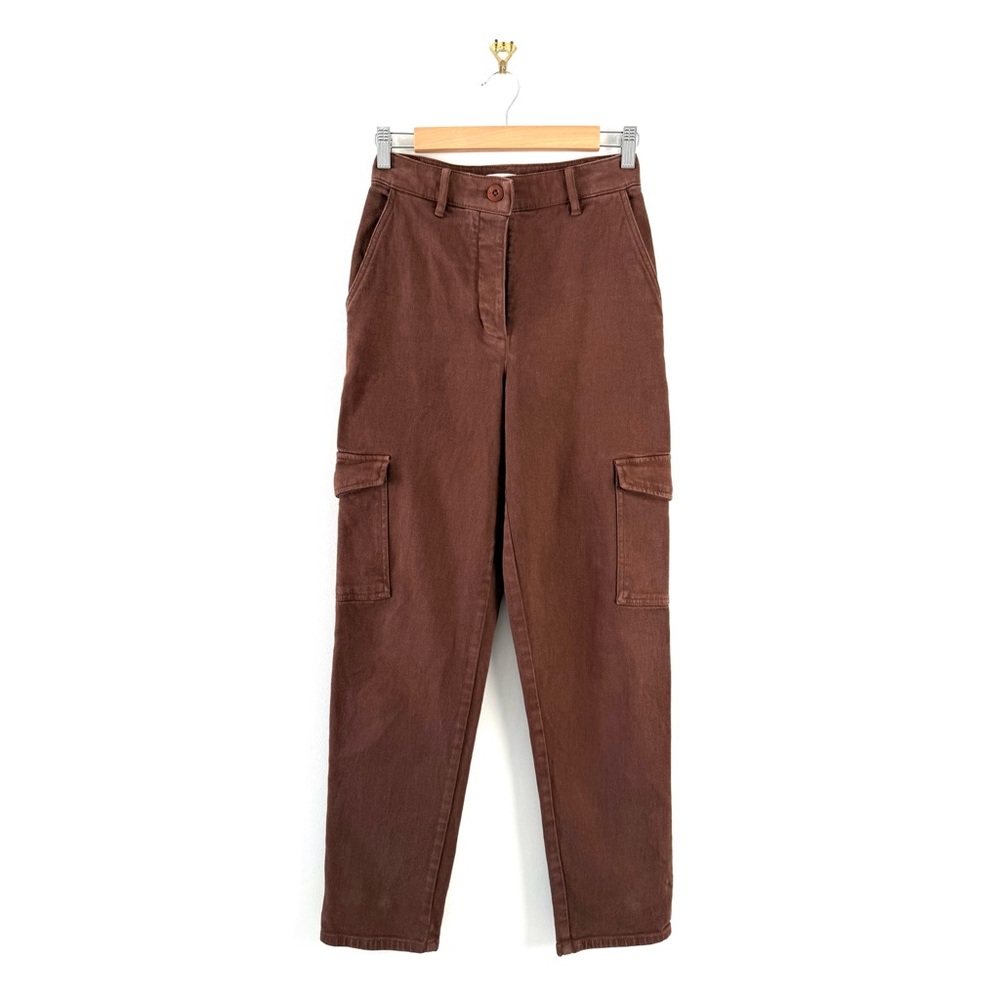 Wilfred Free Aritzia Modern Cargo Pants High Waist Twill Brown Sz 2
